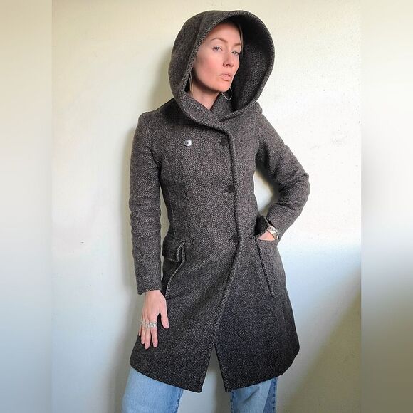 The Elvish Hooded Wool Double Breasted Trench Coat by m0851 S - Picture 11 of 16